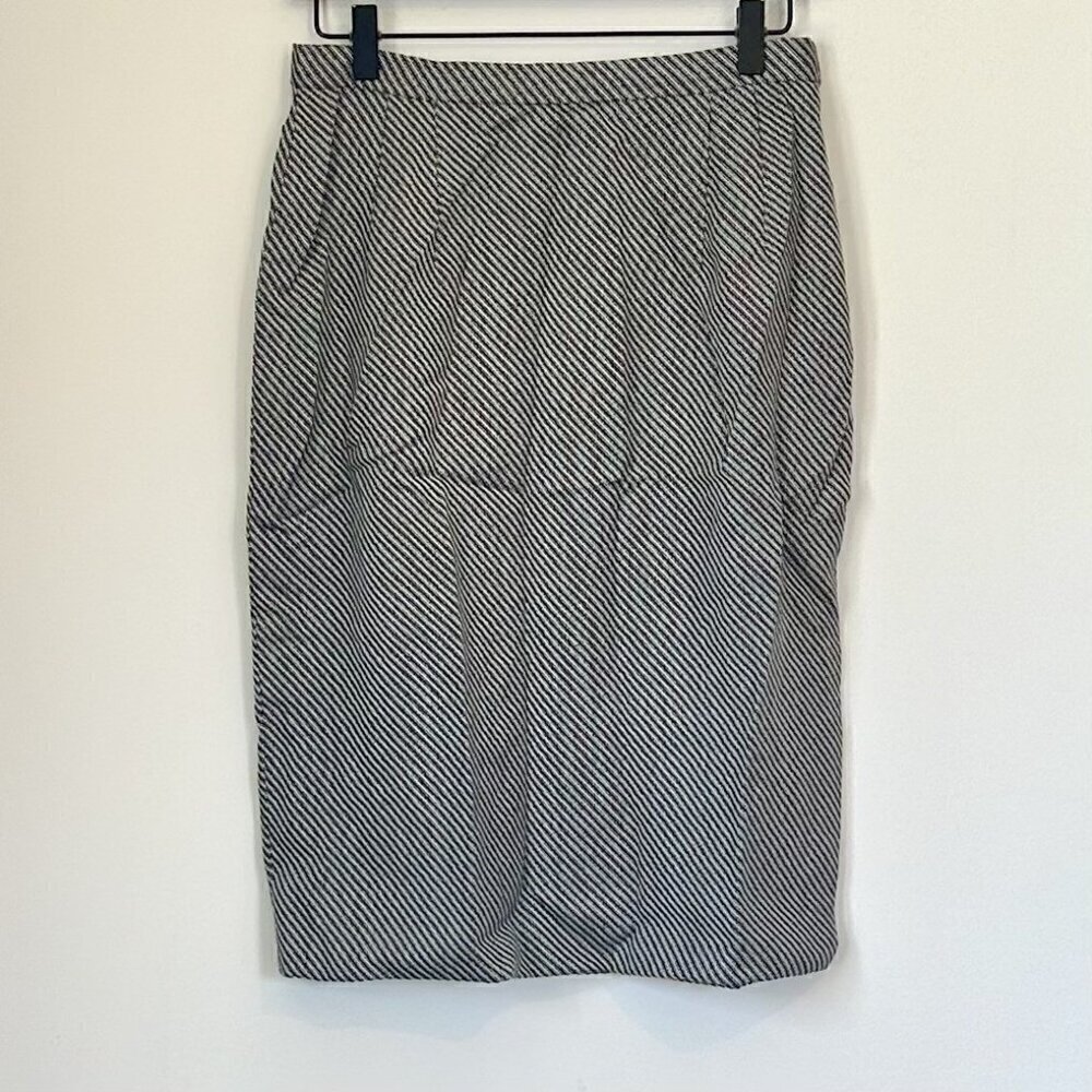 Oscar de la Renta Gray Striped Skirt - Size 10